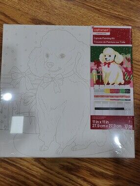 Craft Smart White Dog Canvas Painting Kit - Holiday Art